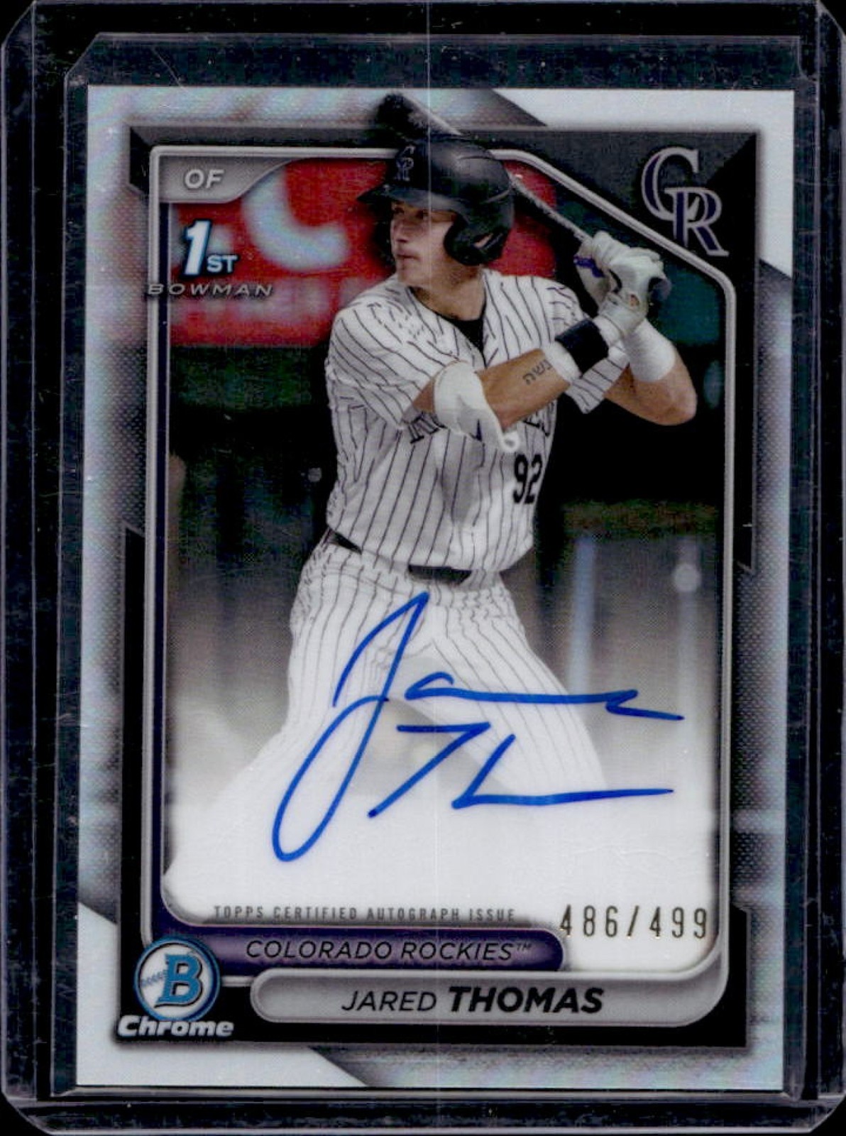 2024 Bowman Draft Jared Thomas Chrome Auto Refractor 1st Prospect #/499 Rockies
