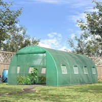 Outsunny GewäChshaus 5,9 X 3 X 2 M FoliengewäChshaus Mit 8 Fenster, RolltüR
