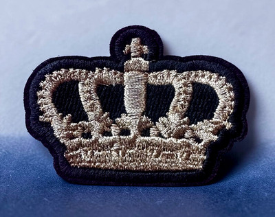 Embroidered Iron-on Applique crown black/gold 2+5/8 x 1+7/8 inch FREE SHIPPING
