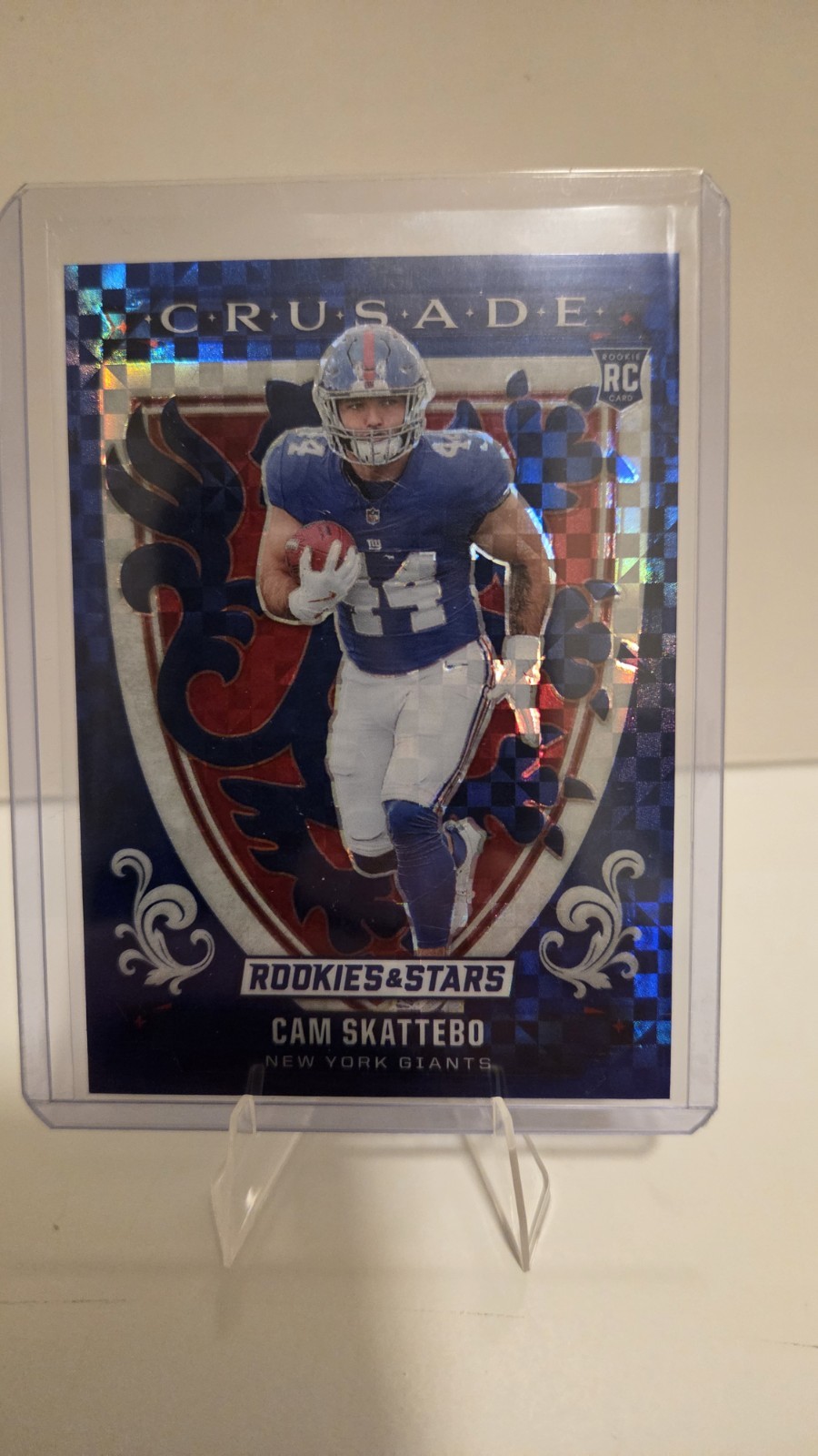 2025 Panini Rookies And Stars Cam Skattebo Crusade Blue Plaid Prizm RC #21
