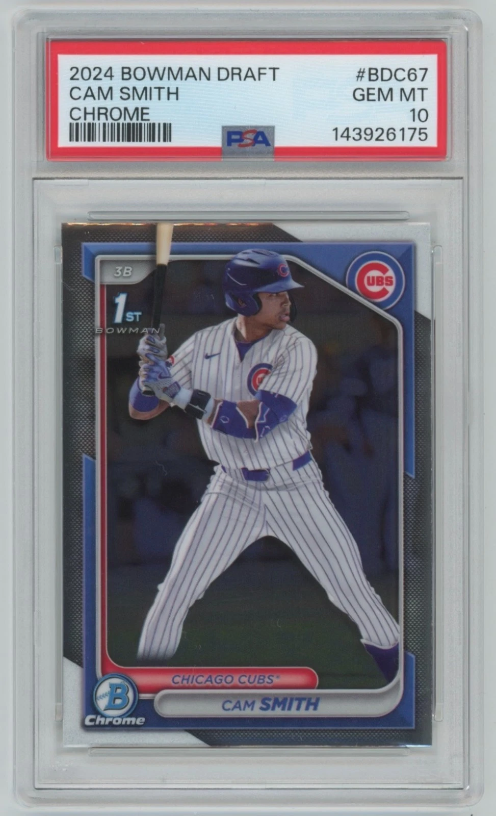 Deal for 2024 Bowman Draft Chrome Cam Smith 1st RC PSA 10 #BDC-67 Rookie Chicago Cubs