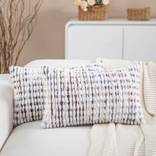 Boho Lumbar Pillow Covers Set of 2-12x20 Inch 20" x 12" Pack of 2 Brown