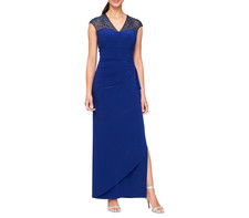 Alex Evenings Women's Long Formal Event Mother of the Bride Dress, Royal, 8R