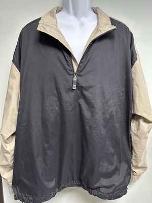 Nike Golf Mens XL Clima-Fit  Windbreaker Tan and Black Jacket Adjustable Waist