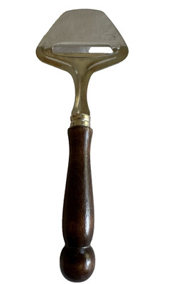 Vintage Italian Cheese Slicer Grano Padano Turned Wood Handle Stainless Steel