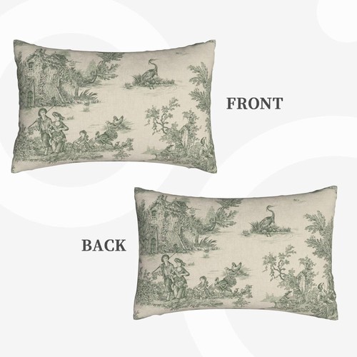 Toile Pillow Covers,French Country Decor,Spring Green - Picture 4 of 5