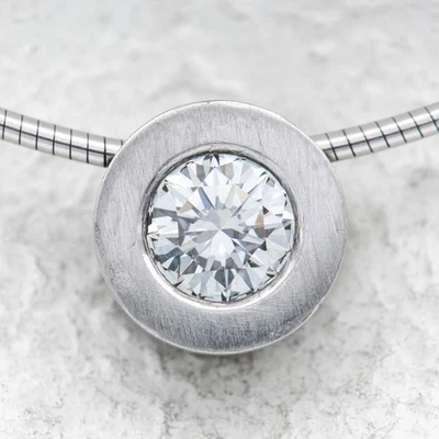 42 cm - Solitaire Brillant 0,53 ct. (DPL Zertifikat) Weißgold 750/18K Collier - Bild 1 von 4