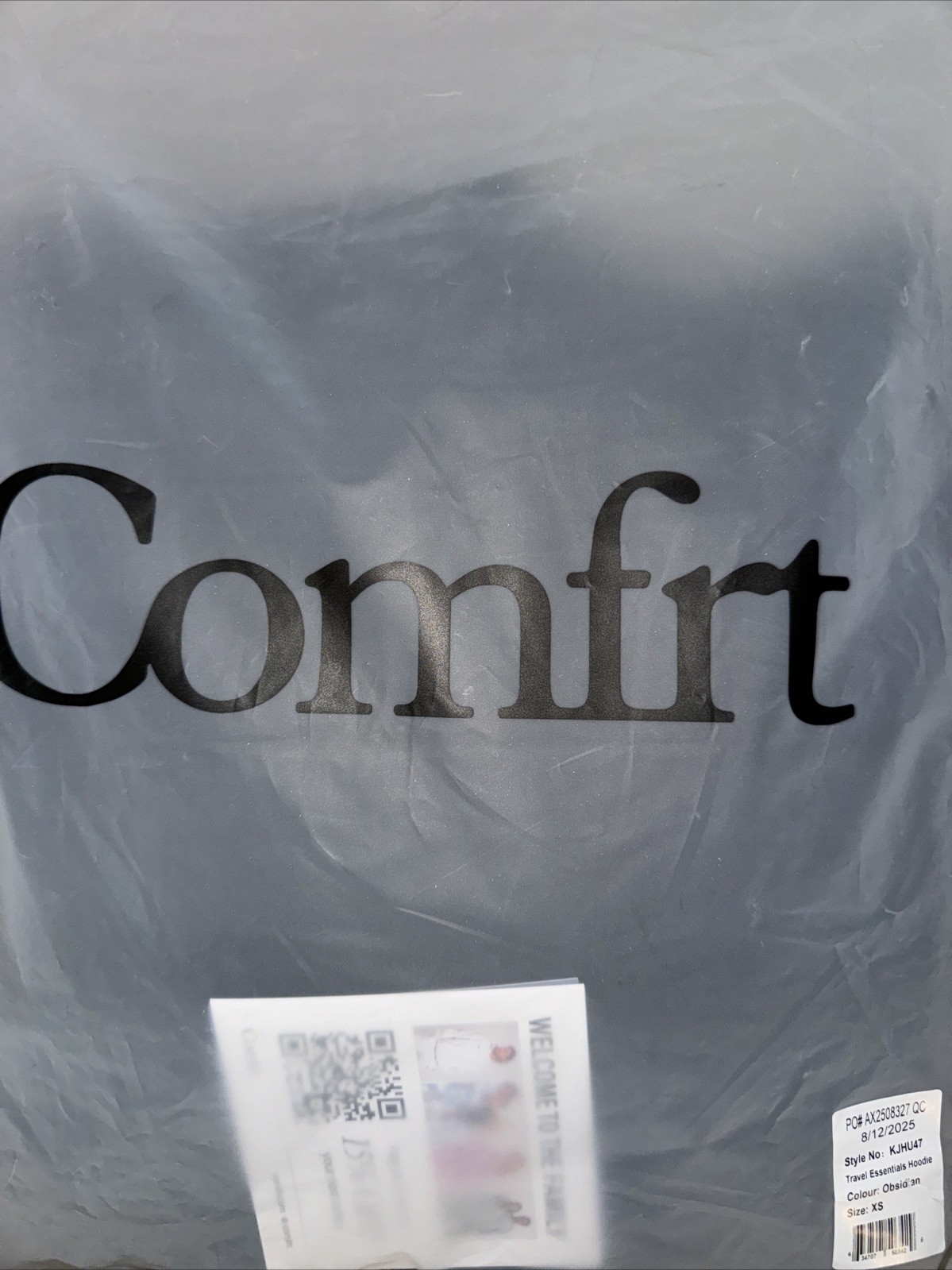 COMFRT Travel Essentials Hoodie in Obsidian - Size XS