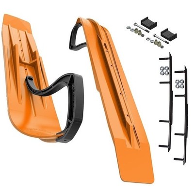 Slydog Powder Hound 8'' Orange Crush Skis w/10'' Round Bar Complete Kit Ski-Doo