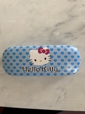 Sanrio Hello Kitty Glasses case Blue Heart Dots