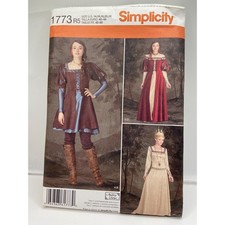 Simplicity 1773 Medieval Renaissance Costume Uncut Sz 14-22 Cosplay