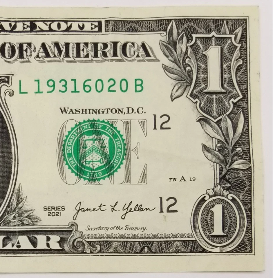 Print Shift Error Birthday Note June 2, 1931 Dollar Serial Number U.S. 2021 L B - Image 3 of 4