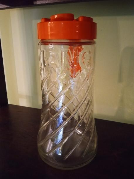 VINTAGE Anchor Hocking Orange Handle Swirl TANG Ice Tea Glass Pitcher Carafe EUC