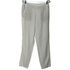 J Jill Love Linen Pants Small Off White Pull On Elastic Waist Coastal Minimalist