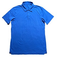 Lululemon Short Sleeve Blue Snap Stretch Polo Shirt Mens Large Mesh Golf