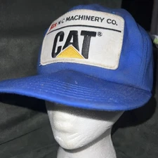 Tonkin VTG CAT Caterpillar Black Snapback Flat Brim Trucker Hat made in USA