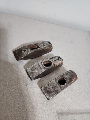 #ad Stanley 2 Lbs amp; Unknown 2.44 Lbs amp; 1.81 Lbs Cross Peen Blacksmith Hammer Heads $30.00