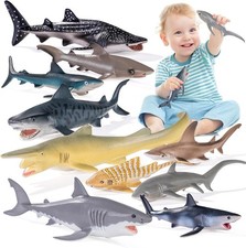 10PCS 5-8" Shark Toys for Toddlers, Large Sea Ocean Animals Bath Toys for Kids,