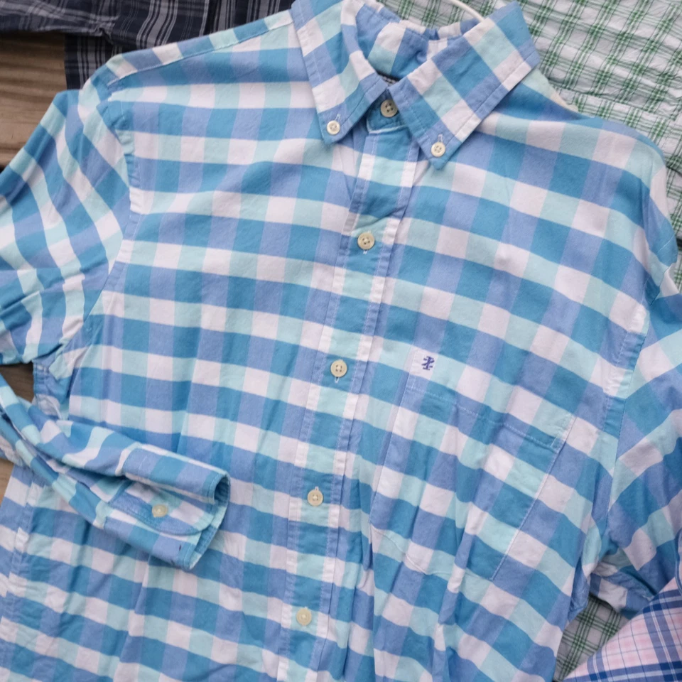 LOTE DE 5 camisas de hombre Izod de manga larga con botones talla S pequeñas a cuadros Foto 3 de 4