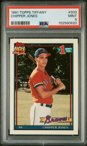 1991 Topps Tiffany Chipper Jones PSA 9 Mint Rookie RC SP 333 Rare Atlanta Braves