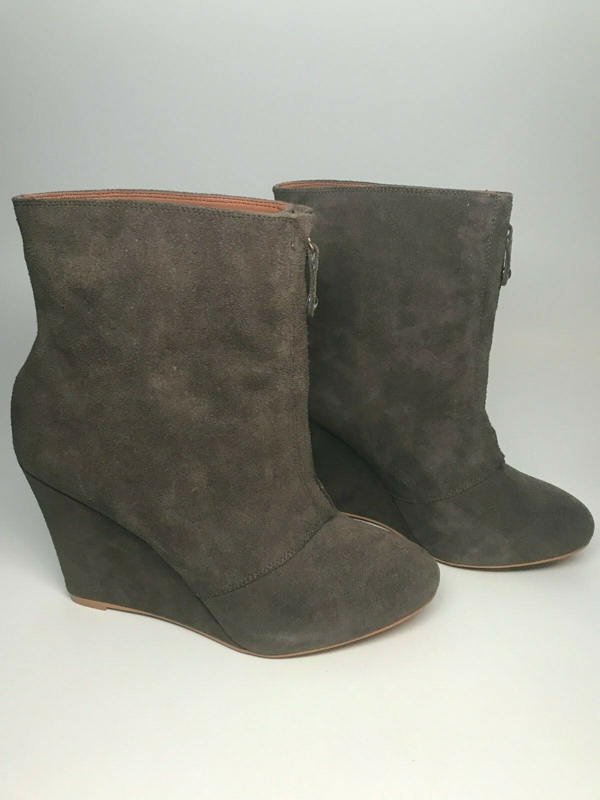 ZARA Basic Collection Leather Zip Ankle Wedge Boo… - image 3