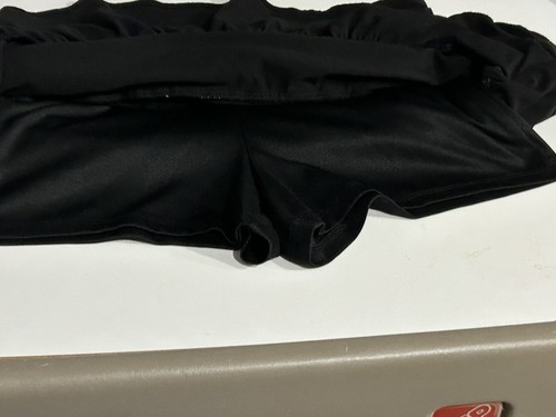 Justice Girls Size 16 Tiered Skirt Skort Black w/Silver Flecks Pull On Lined - Picture 14 of 21