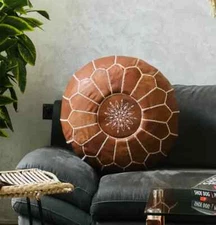 Eligant Classis Unstuffed Leather Moroccan Ottoman Handmade 24''