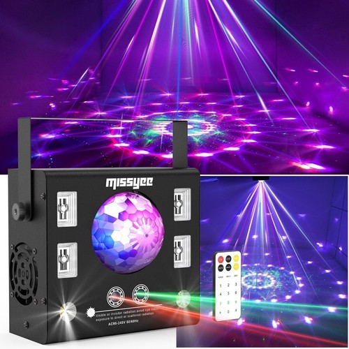 RGBW Pattern Strobe Lights DMX DJ Disco Party Stage Light Sound Activated+Remote - Picture 2 of 16