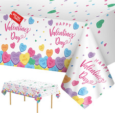 2 Pack Happy Valentines Day Tablecloth - Valentine'S Day Tablecloths Plastic, Di