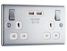 British General (BG) 2 Gang 2 USB socket (choice of various finishes)