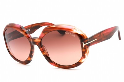 TOM FORD FT1011 55F Sunglasses Colored Havana Frame Gradient 