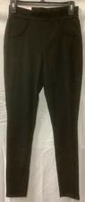 Utopia By Hue Denim Leggings Womens Size Small Black Flat Front Pull On Casual