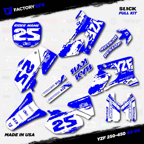 Blue & White Slick Graphic Kit fits Yamaha YZ250F YZ450F 03-05 YZF 250 450 - Picture 5 of 5