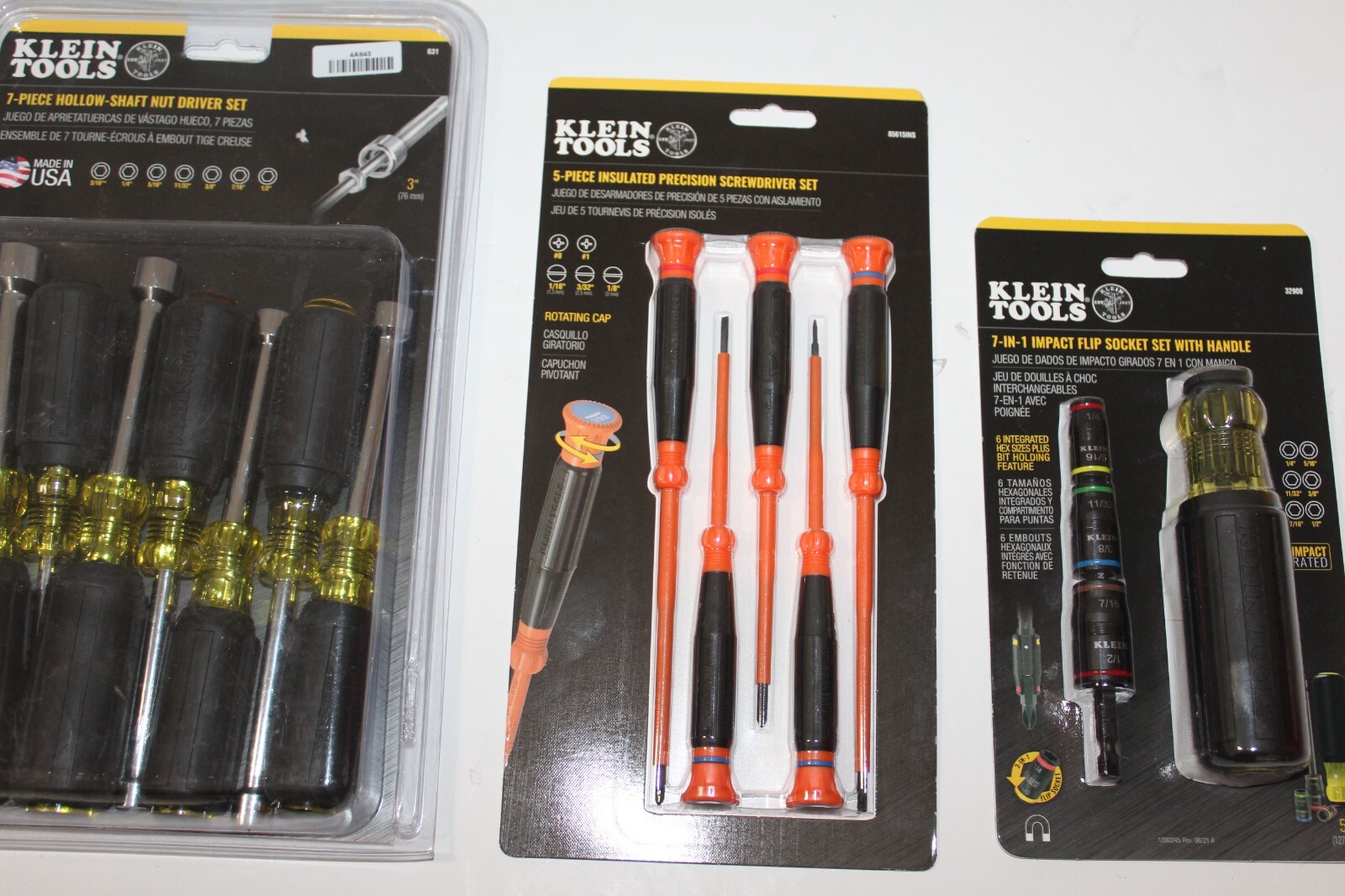 Klein Tools Lot 631 Nut Driver 7pc Set, 32900 Impact Flip Socket