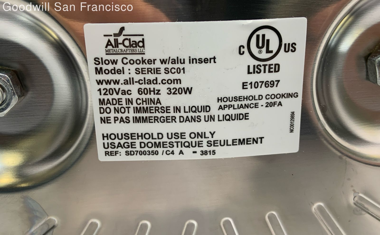 AllClad Serie SC01 7 Quart Corded Programmable Stainless Slow Cooker eBay
