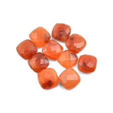 Natural Carnelian Briolette 10 mm Cushion Shape Faceted Beads Crafting  Jewelry