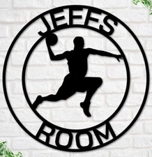 Personalized Basketball Metal Name Sign Home Decor Decorative Wall Art Best Gift