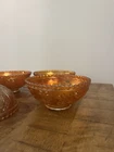 Beautiful Vintage  5” Rose Bowl Iridescent Marigold Carnival Glass Set Of 4