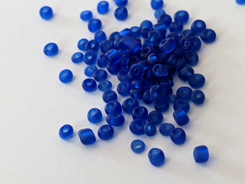 Glass Seed Beads, Frosted Color Round, Blue, 3mm, Hole 1mm - 30 Grams - Picture 4 of 4