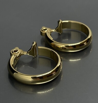 Boucles D'oreilles Vintage LERITZ Clip Doré - Modèle Rond, Fermoir Clip, Occasion
