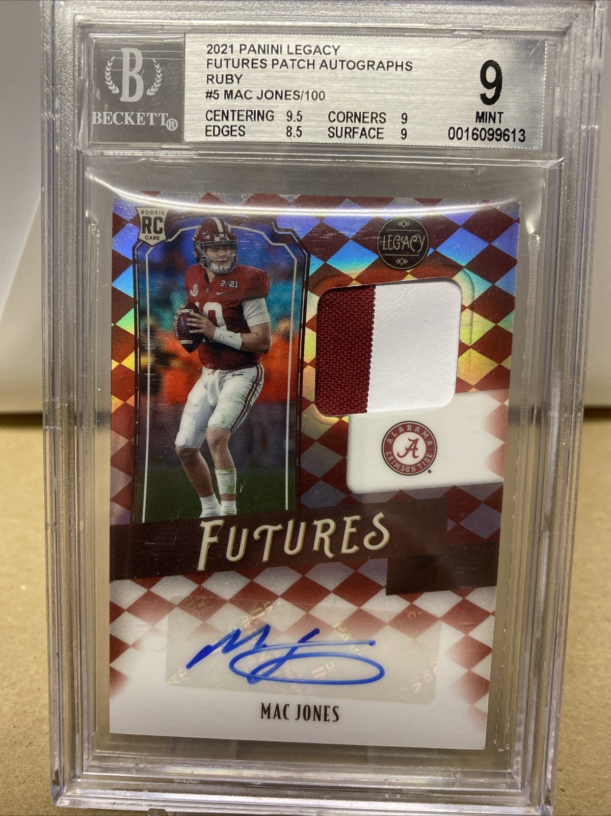 Mac Jones Panini Legacy Futures Patch Autographs #FPMJ Ruby