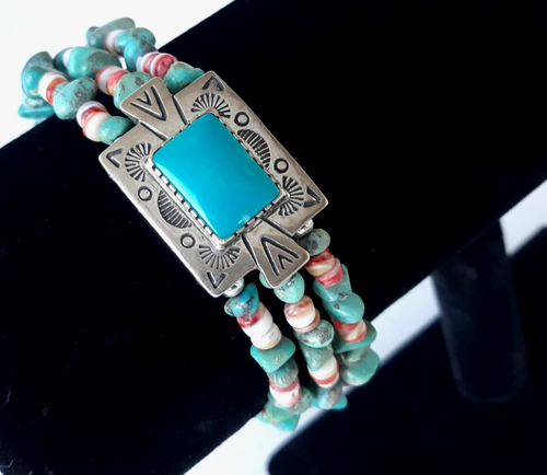 Carolyn Pollack ~ Relios Turquoise Beaded~ Sterling Silver ~ Cuff Bracelet - Picture 5 of 11