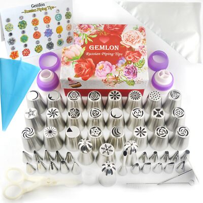 Russian Piping Tips for Cake Decorating, 88Pcs Extra Large Flower Piping Tips...