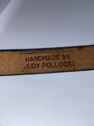 Sterling Silver Buckle Brown Leather Belt Handmade by Judy Pollock 38.5” Length