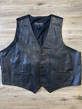 Wilsons Leather Biker Vest XXL Sleeveless Front Motorcycle Vest 5 Button