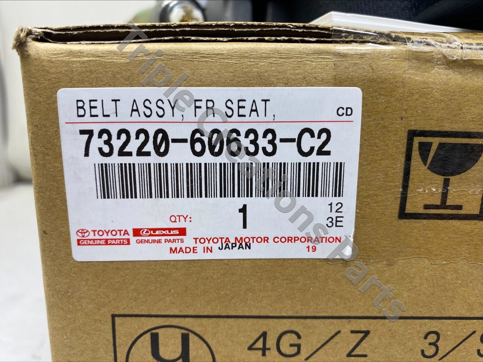 GENUINE Toyota 73220-60633-C2 BELT ASSY, FRONT SEAT OUTER, LH 