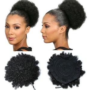 Afro Puff Drawstring Ponytail Kinky Curly Real Human Hair Chignon