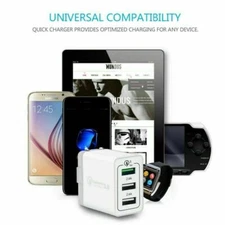 3 Port USB Wall Fast Charger QC 3.0 for Cell Phone iPhone Samsung Android Tablet