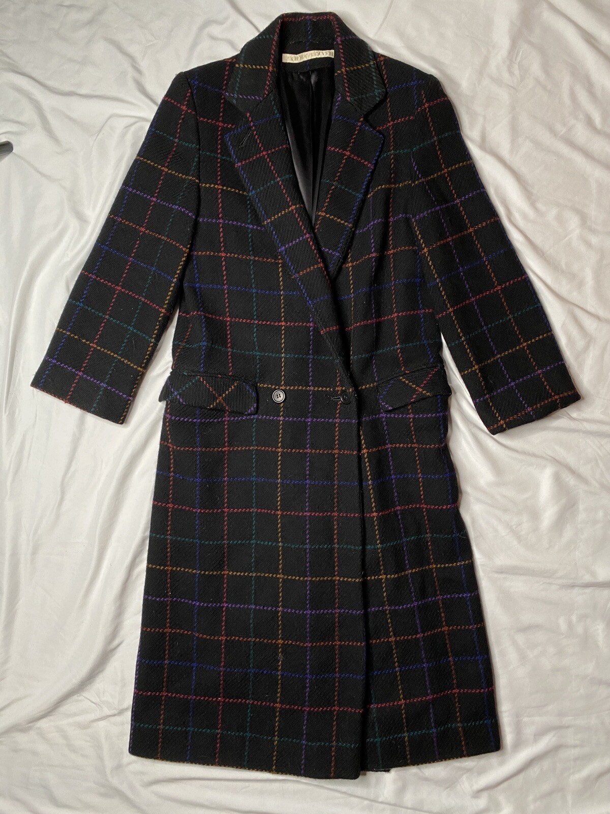Costume Vintage Perry Ellis Années 80 - Taille 10/12, Laine Sergé Tartan, Parfait état
