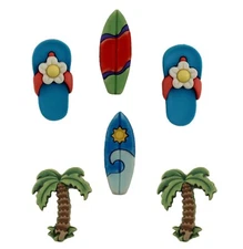 Paradise Found FN107 - Palm Tree SurfBoard Summer Buttons Galore - Sewing Craft